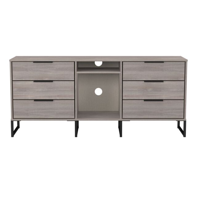 Beijing 6 Drawer Sideboard in Grey Oak (Ready Assembled) Grey Grey Oak