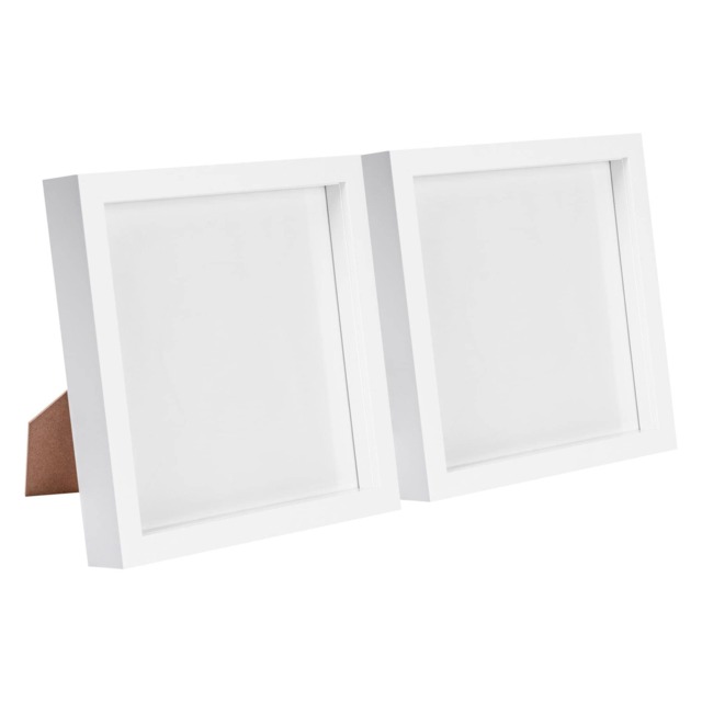 "Nicola Spring 8 x 8"" Photo Frames - 3D Photo Frame Picture Frame Box Portrait Display Case with Spacer (22.5 x 22.5cm) x2"