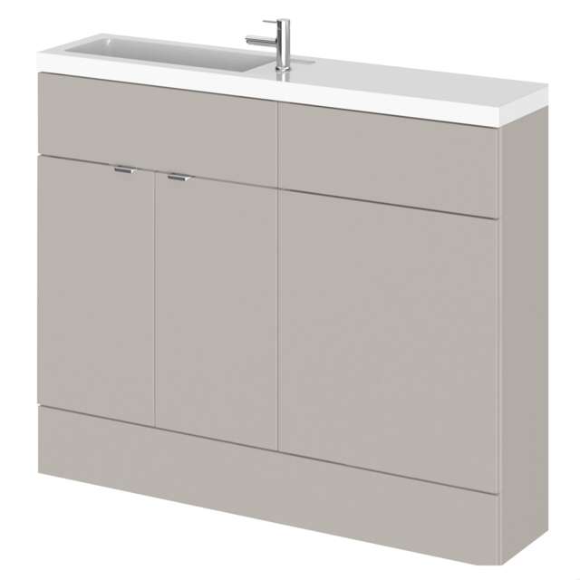 Balterley Alrewas Contemporary 2 Door Floor Standing Compact Combination Unit with Basin, Pebble Grey, 1100mm