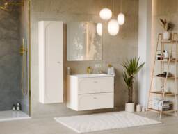 Bathroom Vanity Unit 600mm Cabinet with Sink Floating Milled Drawer Fronts Beige Gold Luxury Retro Donna