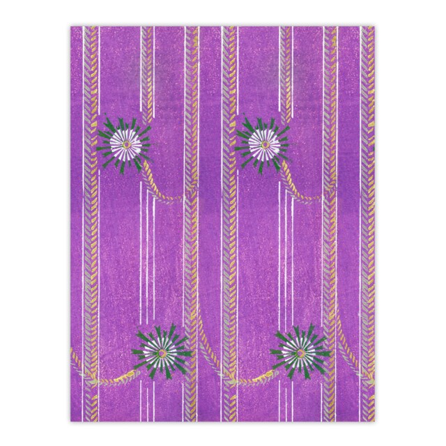 "Purple Floral Vintage Pattern Japan Wall Art Print Furuya Korin 12x16"""