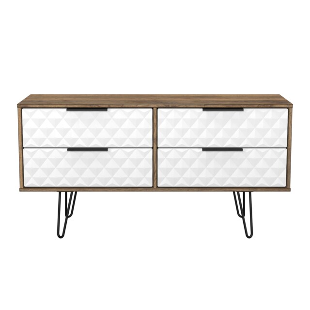 Islay 4 Drawer Bed Box in White Matt & Vintage Oak (Ready Assembled) White White Matt & Vintage Oak
