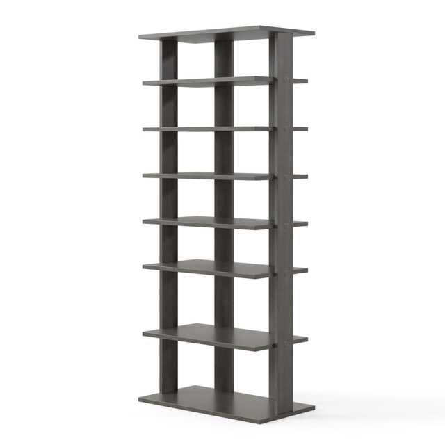 COSTWAY 7-tier Double Shoe Storage Tower Organiser Unit Display Shelf-Grey