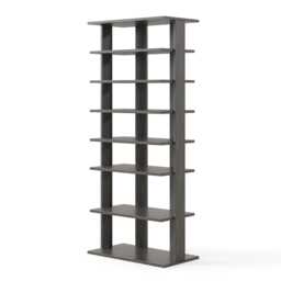 COSTWAY 7-tier Double Shoe Storage Tower Organiser Unit Display Shelf-Grey
