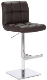 Allegro Deluxe Kitchen Bar Stool, Faux Leather, Chrome Base, Height Adjustable, Brown