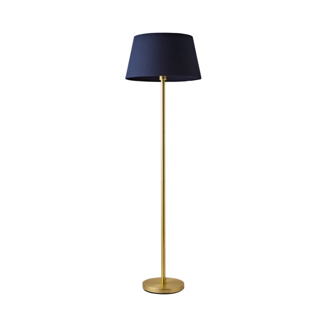 ValueLights Charlie Gold Floor Lamp Navy Taper Shade and Bulb