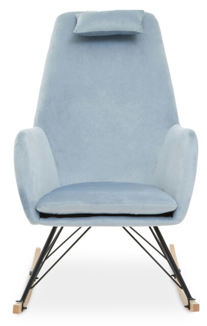 Orsina Blue Velvet Rocking Chair, Easy to Clean Velvet Accent Chair, High-Back & Arm Support Comfy Armchair