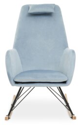 Orsina Blue Velvet Rocking Chair, Easy to Clean Velvet Accent Chair, High-Back & Arm Support Comfy Armchair