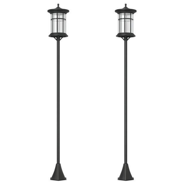Outsunny LED Outdoor Solar Post Lights, Waterproof IP44, Cool White, 2 Pack Black Black 23.5W x 23.5D x 184H cm