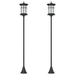 Outsunny LED Outdoor Solar Post Lights, Waterproof IP44, Cool White, 2 Pack Black Black 23.5W x 23.5D x 184H cm