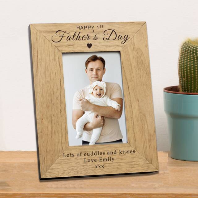 Personalised Happy 1st Fathers Day Wood Picture Frame 7 x 5 for Dad