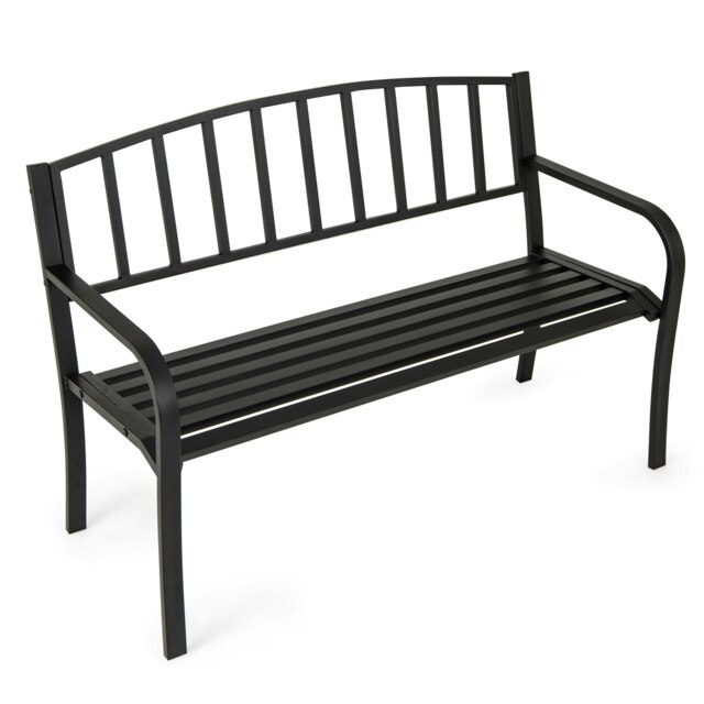 COSTWAY Outdoor Bench 127cm Garden Loveseat with Backrest Black