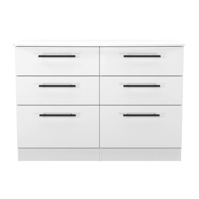Howard 6 Drawer Wide Chest of Drawers in White Ash (Ready Assembled) White White Ash