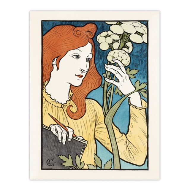 Salon des Cent Woman With Flower Grasset Huge Wall Art Print 18X24 In