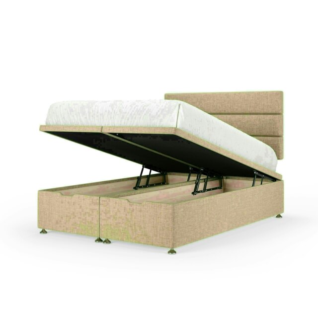 Cream Linen Ottoman Base and Milan Headboard Single Multi