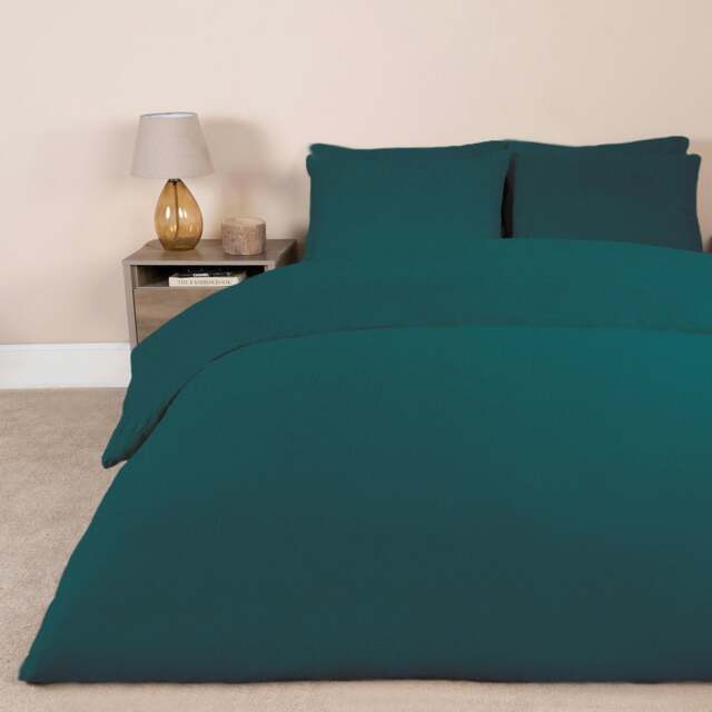 OHS Teddy Fleece Soft Cosy Warm Thermal Plush Plump Duvet Cover and Pillowcase Bedding Set Blue Teal Double