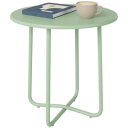 Outsunny Metal Garden Side Table, 48 cm Round Outdoor Table Green Green 48 x 48 x 51 cm