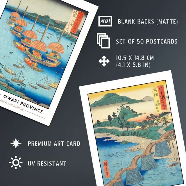 Collage Set of 50 Utagawa Japanese Woodblock Unframed A6 Art Prints