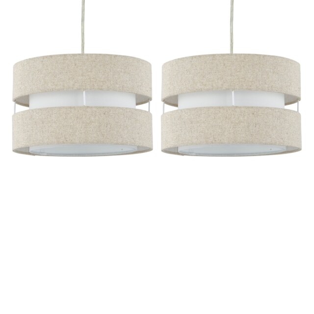 Set of 2 Benni - Natural Linen 26cm Pendant Shades