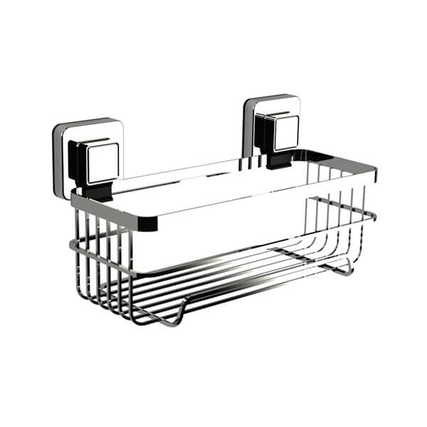 Showerdrape Pushloc Stainless Steel Suction Wall Mounted Bottle Basket Silver 1