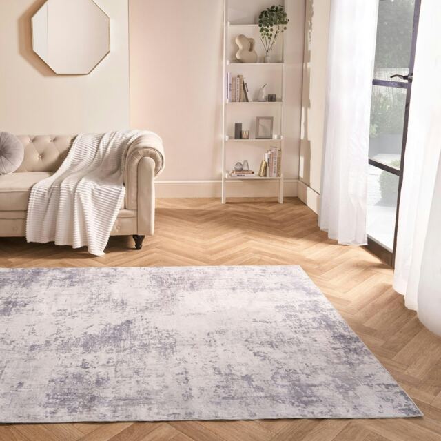OHS Abstract Print Washable Indoor Carpet Floor Rug, 160x230cm - Charcoal Grey Charcoal Grey 160x230cm