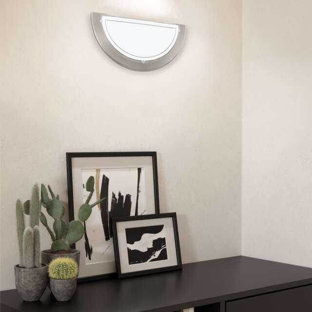 EGLO Planet 1 Semicircular Steel Matte Satin Nickel Wall Light Black