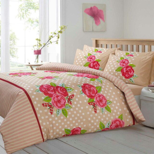 Velosso Leah Printed Cotton Blend Duvet Cover and Pillowcase Set Brown Single