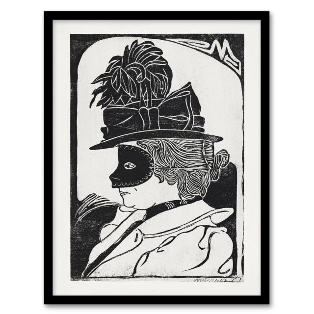 "Pierrette Woman With Mask De Mesquita Framed Wall Art Print 12X16"""