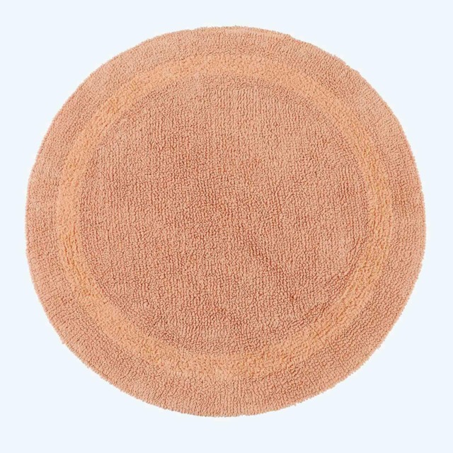 Homescapes Luxury Reversible Round Bath Mat - Peach Pink Peach