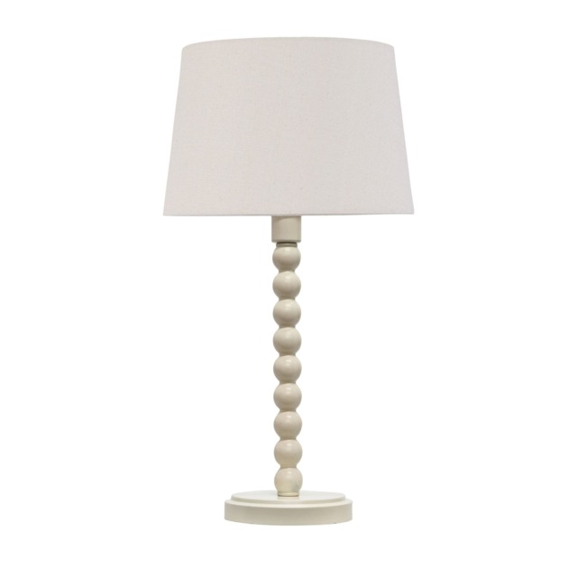 Bobbin - Ivory Lamp with Natural Linen Shade