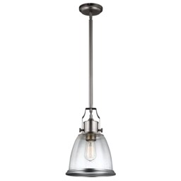 Hobson 1 Light Medium Dome Ceiling Pendant Satin Nickel, E27