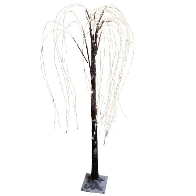 5ft 1.5m Premier Christmas Brown Flocked Static/Flashing 540 LED Willow Tree in White Mix