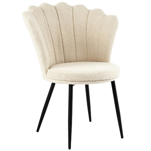 FREYA Petal Chair Boucle Upholstered Fabric - Cream Cream Boucle One Size