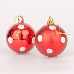 Red with White Spots Shatterproof Christmas Baubles 10cm - Pack of 3