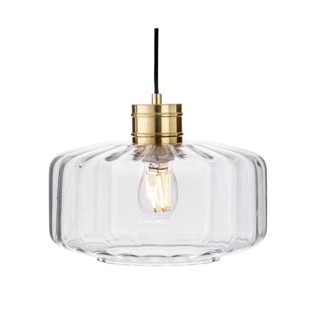 Madeira Dome Pendant Brushed Brass with Clear Decorative Glass 1xE27