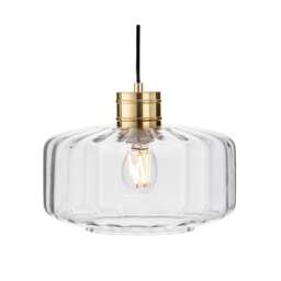 Madeira Dome Pendant Brushed Brass with Clear Decorative Glass 1xE27