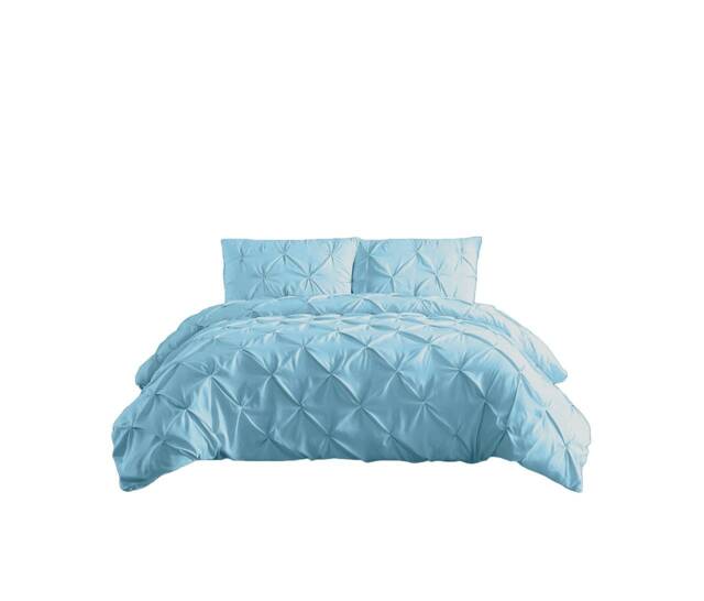 Pintuck Pinch Pleated Polycotton Duvet Cover And Pillowcase/s Set Bed Linen Blue Blue Aqua Double