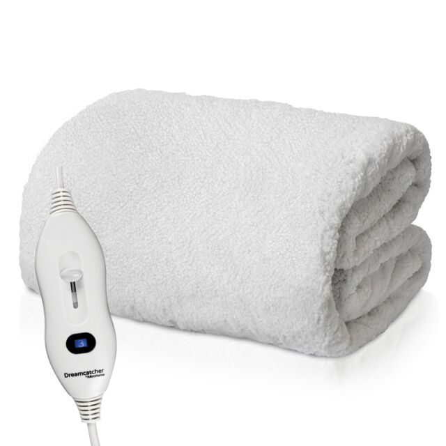 Dreamcatcher Deluxe Single Electric Blanket Fleece Heated Underblanket White White One Size 1