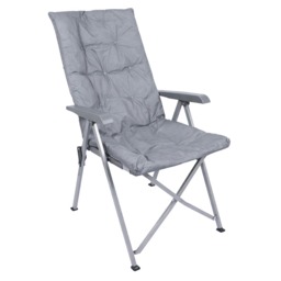 Harbour Housewares High Back Padded Camping Chair - Grey - Folding Reclining Garden Beach Fishing Picnic Seats Carry Bags
