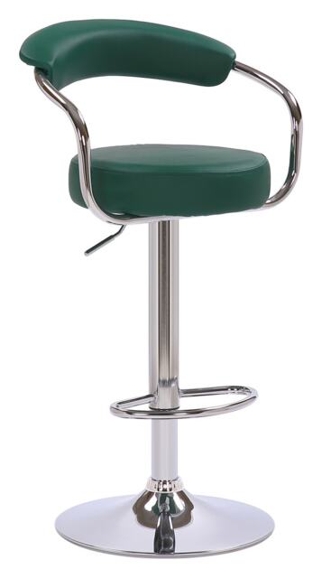 Zenith Kitchen Bar Stool, Chrome Footrest, Height Adjustable Swivel Gas Lift, Home Bar & Breakfast Barstool, Faux-Leather, Green