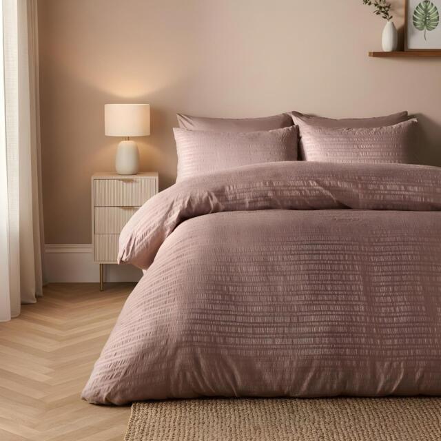 OHS Embossed Bedding Set Textured Duvet Cover with Pillowcase Bronze Mink King