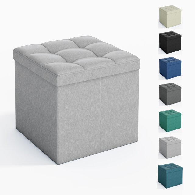 38cm Square Ottoman Foldable Storage Upholstered Foot Rest