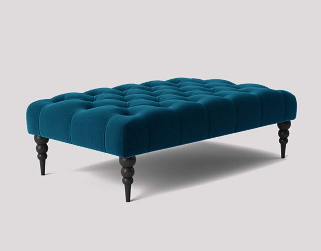 Alyana 137cm Rectangle Ottoman Bench with Wooden Legs- Emerald Green Plush Velvet Chesterfield Upholstered Footstool