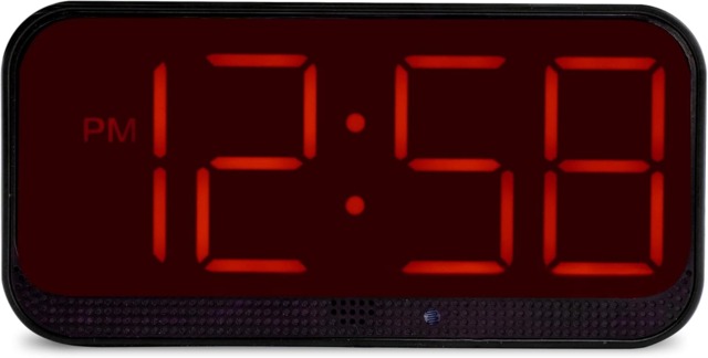 Acctim Silas LED Wireless Alarm Clock, 2-inch Display with Adjustable Volume and Brightness Black Black/Red