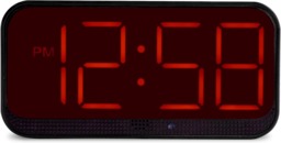 Acctim Silas LED Wireless Alarm Clock, 2-inch Display with Adjustable Volume and Brightness Black Black/Red