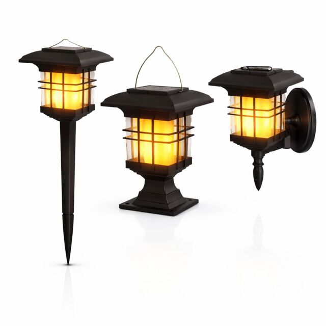 Gardenwize Solar Flame LED 3-in-1 Garden Lantern Light Outdoor