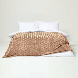 Homescapes Light Brown Geometric Triangle Velvet Throw - 130 x 160 cm