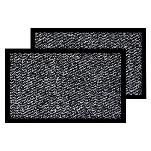KAV Washable Door Mat Dirt Trapper Durable Non-Slip Barrier Mats Perfect Dust Absorbent Rug(40x60)cm, (1.31x1.97)Ft Grey/Black