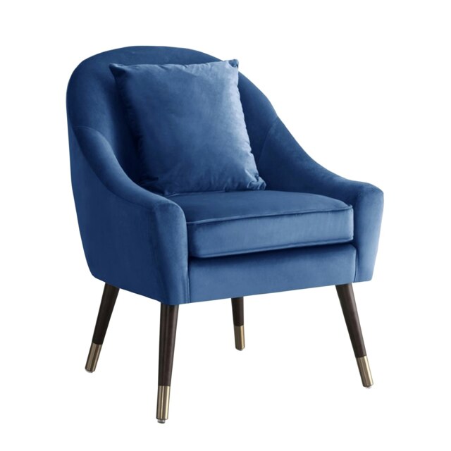 Octavia Velvet Fabric Accent Chair - Dark Blue