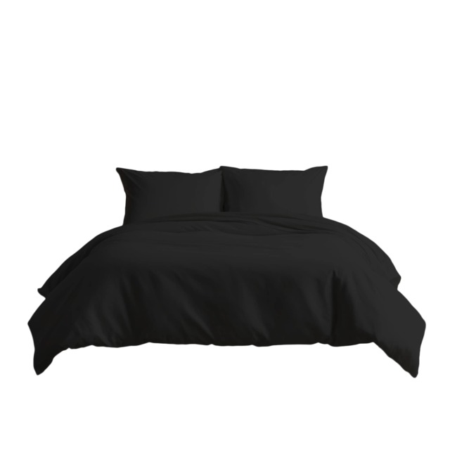 Luxury 200TC Duvet Cover And Pillowcases Set Bed Linen Black Super King